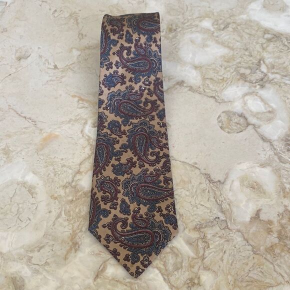 John Comfort London England Silk Paisley Tie - Picture 3 of 7